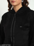 Black corduroy unisex kangaroo pocket hoodie with drawstring - Versatile, relaxed fit, soft corduroy material from India