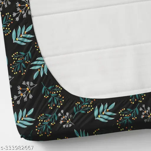 Multi-colored cotton double bedsheet with pillow covers (90x90, 78x72 inches), elastic fitted and machine washable - Soniasaa Brand