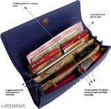 Blue textured faux leather hand clutch with 3 compartments, perfect for ladies' special occasions. Made in India