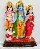 Marble Chaturbahu Vishnu statue with Ram Lakshman Sita murti and Puja ghanti bell - Indian home decorative showpiece, gift use