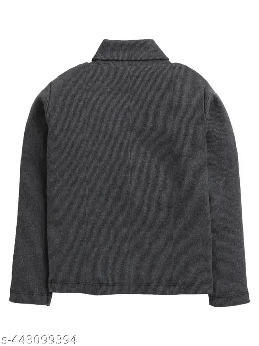 Black acrylic embroidered net pullover dress for girls, modern sweatshirt style with long sleeves