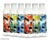 Multicolor printed plastic leak-proof water bottles, pack of 6 for travel and smoothie juices