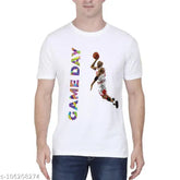 Printed men's half sleeve polyester t-shirt, dry fit, vibrant design. (S, XL, L, M available)