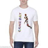 Printed men's half sleeve polyester t-shirt, dry fit and vibrant design in various sizes (S, XL, L, M)