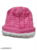 Striped wool winter beanie with fur lining for women & girls - chunky knit cap, ideal gift idea for various occasions