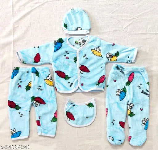 Cotton printed net long sleeve sweater for babies, 5 pieces, 0-3 months, India