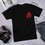 Avengers printed cotton blend t-shirt for men, avengers logo, fashionable and trendy. Vibrant graphic tee with eco-friendly ink, double-stitched seams, and pre-shrunk for long-lasting comfort. Made in India