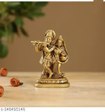 Brass Radha Krishna Idol (3.5x3.5x2.5in), handcrafted Indian art piece for home or office decor