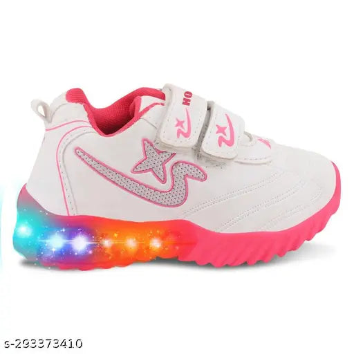 Bright LED light shoes for kids (15-5 years), made from high-quality breathable cotton blend material with ankle loop fastening