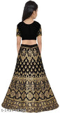 Taffeta silk kids lehenga-choli set, short sleeves, embroidered pattern, multiple sizes from 3-16 years, India origin