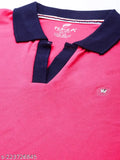 Solid cotton blend t-shirt, women's polo collar Rani style from India