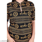 Cotton printed Mahakal Kurta for women, short sleeves, Indian spiritual fashion