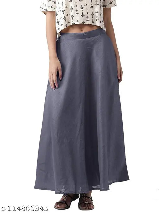 Vastraa Fusion women's solid satin Chanderi maxi skirt, free size, ideal for modern style