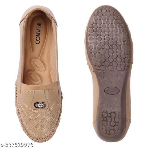 Synthetic leather embroidered ballerinas by VLANCO, stylish slip-on fashion for women's feet