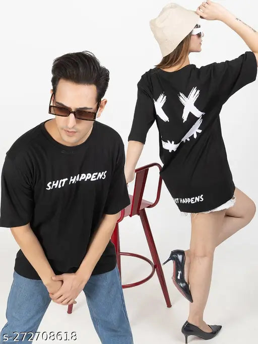 Printed cotton blend half sleeve t-shirt, lightweight and loose fit for women's summer fashion. Soft and breathable fabric for comfort