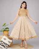 Stylish cotton sleeveless printed dress, traditional Indian Anarkali kurta for women & girls