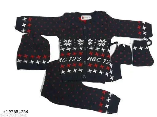 Printed wool Onn baby romper for 0-6 months, featuring a unique net pattern, made in India