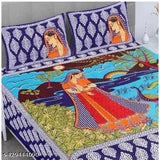 Jaipuri hand-block printed cotton single bedsheet with 2 pillow covers, ideal for summer - made in India