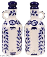 Ink blue and white ceramic oil dispenser (1L x 2 pack), ideal for kitchen storage and table upgrades