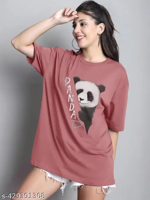 Urbane fabulous cotton blend women's oversized printed t-shirt, short sleeves, XXS to XL sizes