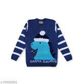 Knitco wool sweater for infant & kids with dinosaur Santa fun frolic design, long sleeves, printed pattern on 0-6M size
