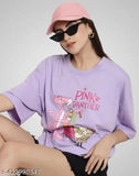 Fancy glamorous graphic printed cotton oversize t-shirt for girls, short sleeves, India origin