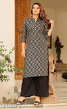 Women's Beautiful printed Zig Zag rayon straight Kurta with rayon plazzo set, three-quarter sleeves, low price, Indian ethnic fashion