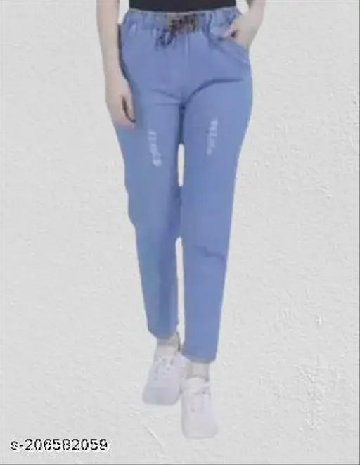 Denim women's joggers S-XXXL, stretchable ankle fit, solid color jeans for ladies under $300
