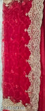 Red net saree with banarasi silk blouse, embellished with begumpuri net and diamond work, Indian traditional attire