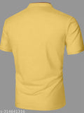 Polycotton men's casual t-shirt in regular colors, short sleeve, printed design. Size M (38in chest, 27in length), L (40in chest, 28in length), XL (42in chest, 29in length), XXL (44in chest, 30in length). Made in India