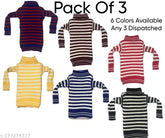 Multicolor woolen lining highneck kids pack of 3 - Striped long sleeve wool jumpers, 9-12M, 12-18M, 18-24M, India