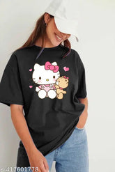 Fancy cotton blend oversized t-shirt for women and girls, vibrant print design