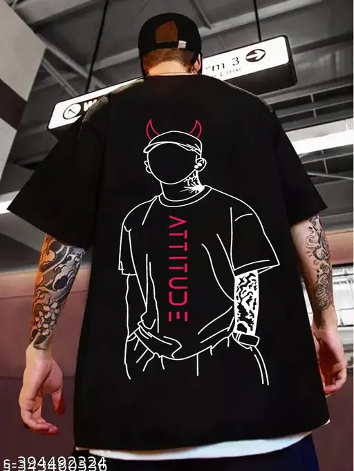 Men's black cotton graphic printed oversized t-shirt, perfect for casual wear and sports activities. Brand: Hiden Brooks." (120 characters)