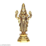 Brass Tirupathi Venkatesa Perumal statue, handcrafted Indian artifact for dashboard collections