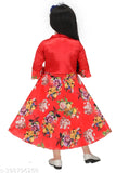 Cotton blend printed net three-quarter sleeve stylish gown for kids, S K Fashion's new design update. Exclusive traditional kids wear suitable for all seasons, sizes 2-3 years to 9-10 years. Made in India
