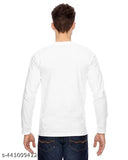 White printed full-sleeve t-shirt for kids, featuring Jay Mata design on polyester material