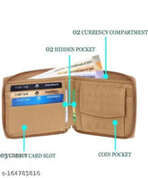 Brown mini canvas & leather men's wallet with 5 card slots, free size (4cm x 3cm)