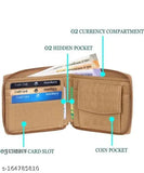 Brown mini canvas & leather men's wallet with 5 card slots, free size (4cm x 3cm)