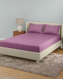 Cotton-blend striped premium fitted bedsheets with 2 pillow covers, superfine and supersoft, double king size (72x78+9 inches)