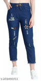 Dark denim FANCY STAR PRINT jogger - solid pattern, size 26-30, Indian-made casual wear