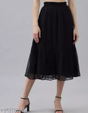 Georgette women's casual skirt, solid net, size 24-36, Indian-made