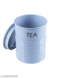 GreyFox Tea & Sugar Jar Set Container (2pcs), light blue galvanised iron, airtight, 900ml capacity, ideal for home kitchen storage