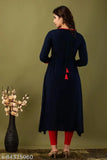 Rayon embroidered kurta, stylish retro women's fashion, three-quarter sleeves, India origin