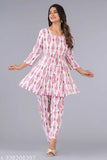 Women's rayon night suits, printed net design, lightweight, breathable, high-quality Indian make