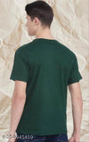 Green cotton blend mens leaf print t-shirt, short sleeves, trendy botanical design on chest