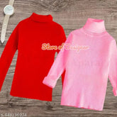 High-neck wool sweater for baby boys & girls - self-design net pattern, perfect for winter