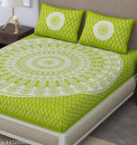 Pure cotton double bedsheet & 2 pillow covers - vibrant ethnic motifs, ideal for heavy winter, 160 thread count