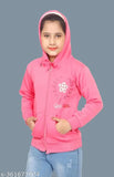 Girls pink solid cotton casual jacket for winter, pack of 1 for kids 18-24 months
