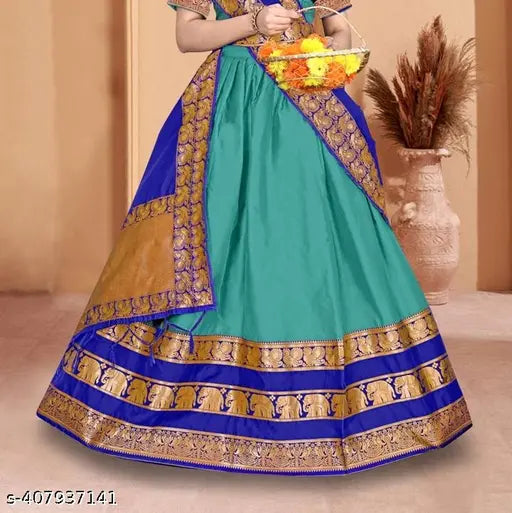 Tirupati Traditional Wear Lehenga Collection Janki: Art Silk lehenga, chanderi silk dupatta, floral stitch, unstitched, 100% best quality. Indian designer Litchi Silk South Indian Narayanpet Lehnga Choli, fits regular size 41"-44", for a stunning look with matching jewelry and heels or flats