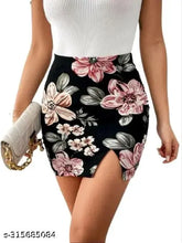 Black textured polyester mini printed skirt with buttons, formal occasion wear for meetings, casual events, night parties, holidays, and hangouts. Fit type: regular fit, mid rise. Sizes available: 26 (waist 26in, length 15in, hip 30in), 28 (waist 28in, length 15in, hip 32in), 30 (waist 30in, length 16in, hip 34in), 32 (waist 32in, length 16in, hip 36in). Made in India